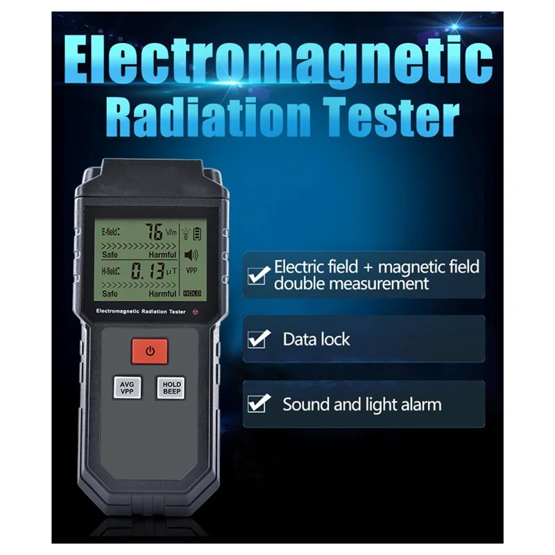 EMF Electromagnetic Radiation Detector – Electric Field Survey Meter EMF Radiation Detector Qme Black