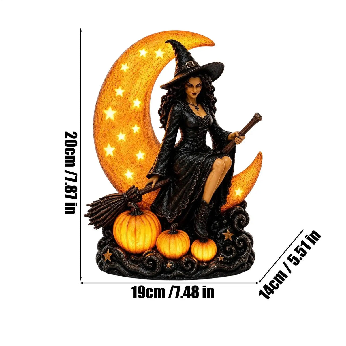 Gothic Witch LED Table Lamp | Spooky Halloween Figurine Decor Gothic Table Lamp Qme