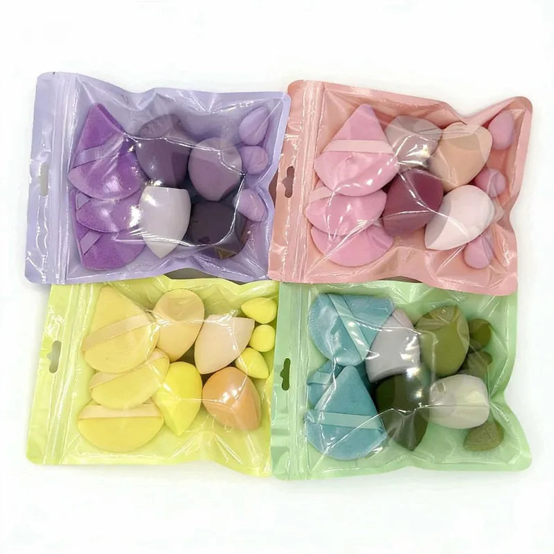 10-Pc Velvet Makeup Sponge Blender Set – Beauty Eggs & Puffs Makeup Sponge Set Qme