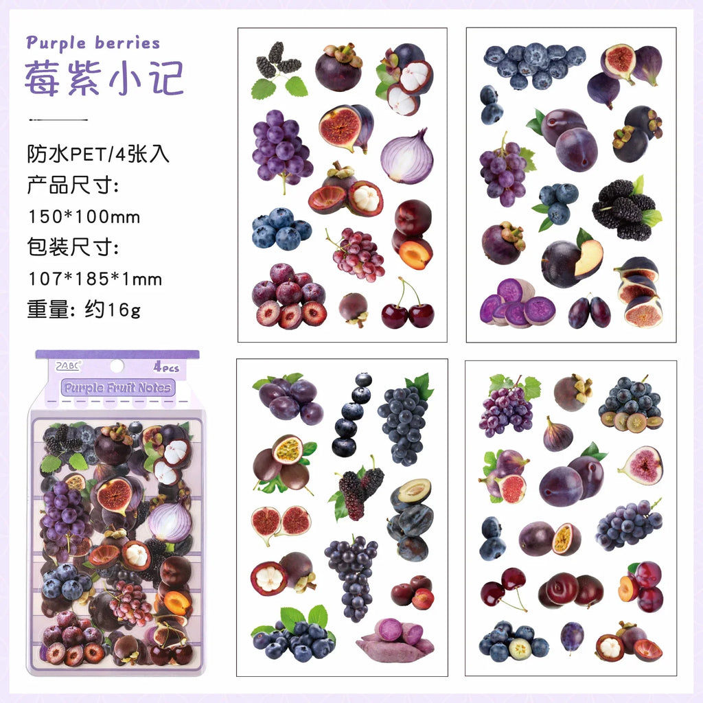 Fruit Die Cut Adhesive Stickers – Orange & Strawberry, 4 Pcs Die Cut Stickers Qme C