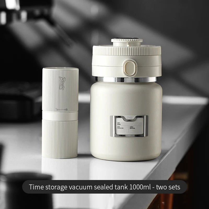 Bincoo 1000ML Vacuum Sealed Coffee Bean Storage Jar | Stainless Coffee Storage Canister Qst B 2Pcs Set
