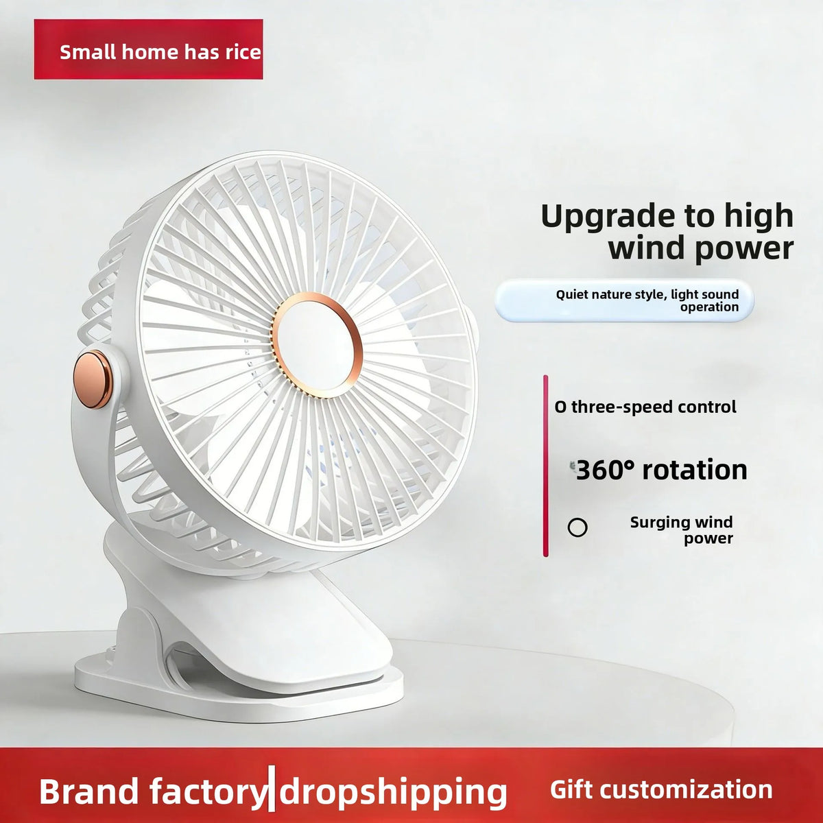 USB Rechargeable Clip Fan – Quiet Portable Desk Fan 5W Clip Desk Fan Qst