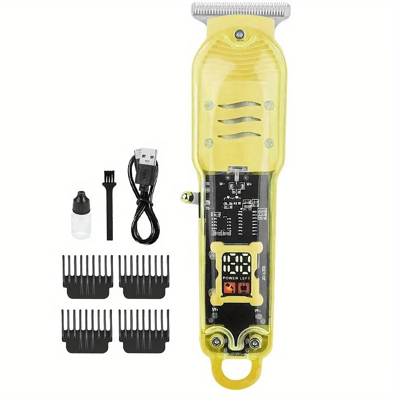 USB Rechargeable Electric Hair Clipper & Trimmer – Transparent Electric Hair Trimmer Qme YELLOW