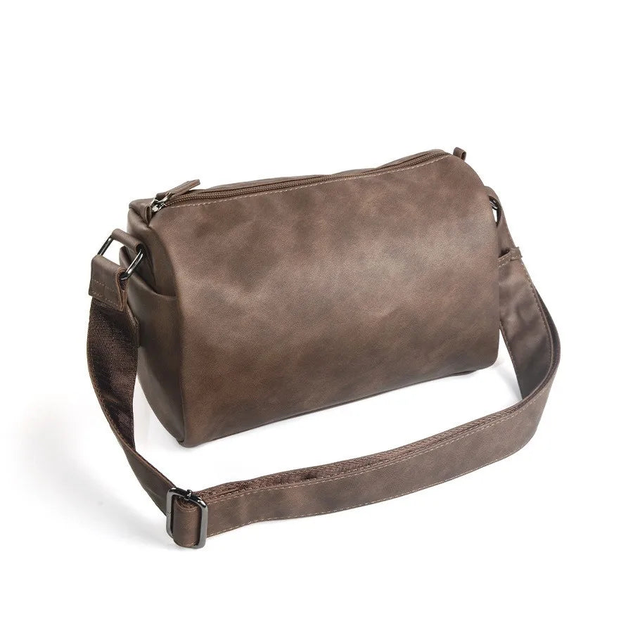 Men's Cylinder Crossbody Bag | Korean Minimalist Sling Crossbody Sling Bag Qme Brown
