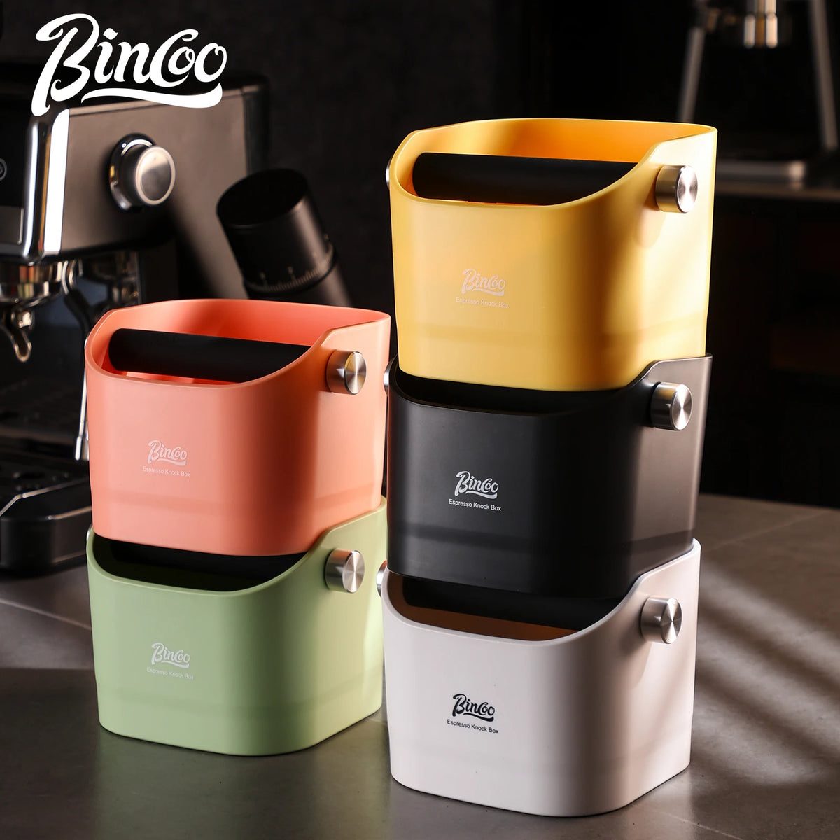 Bincoo Espresso Knock Box – Anti-Slip Coffee Grounds Dump Bin Espresso Knock Box Qst