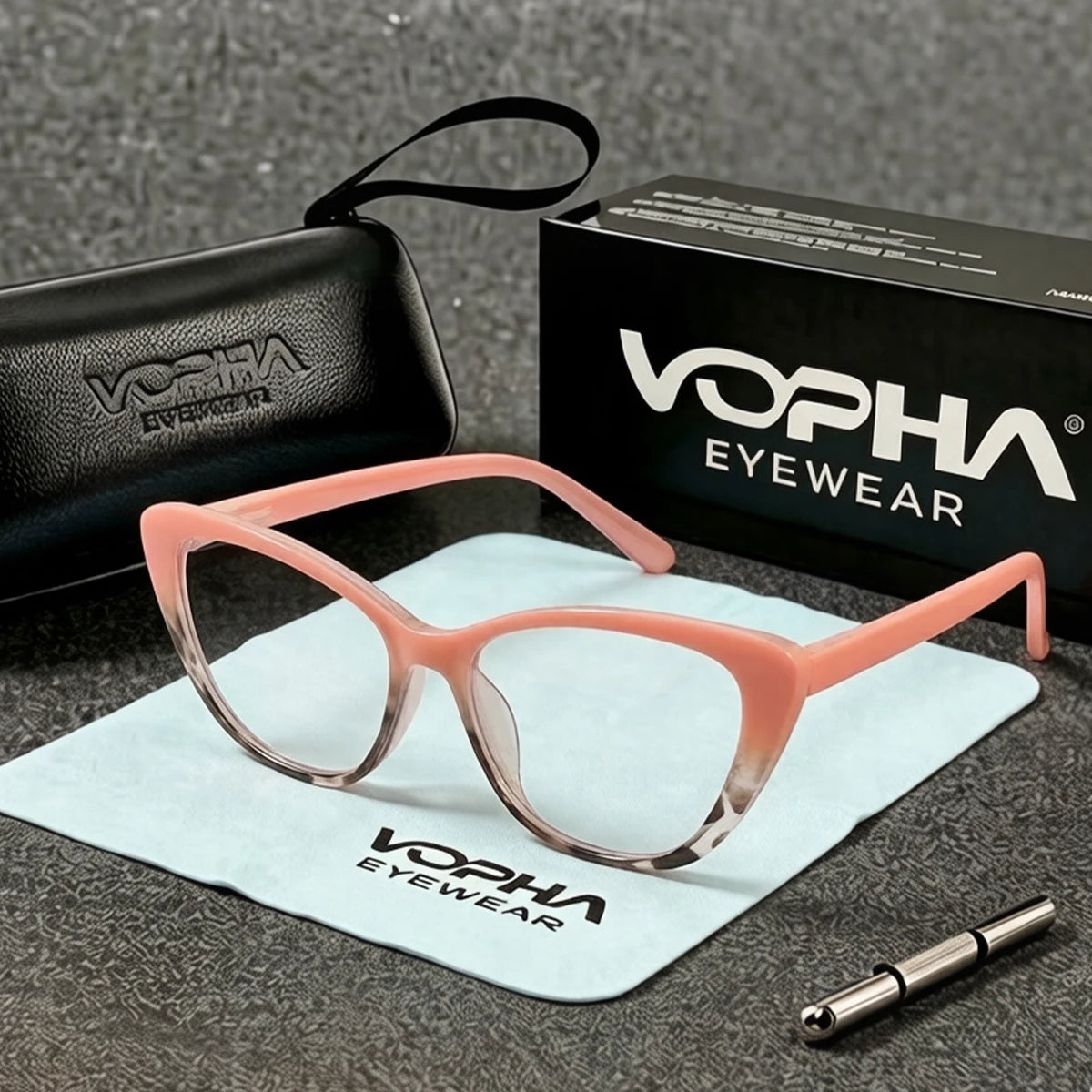 VOPHA Cat-Eye Reading Glasses Anti-Blue Light +1.0–+3.0 Reading Glasses Qst 2.5 Pink