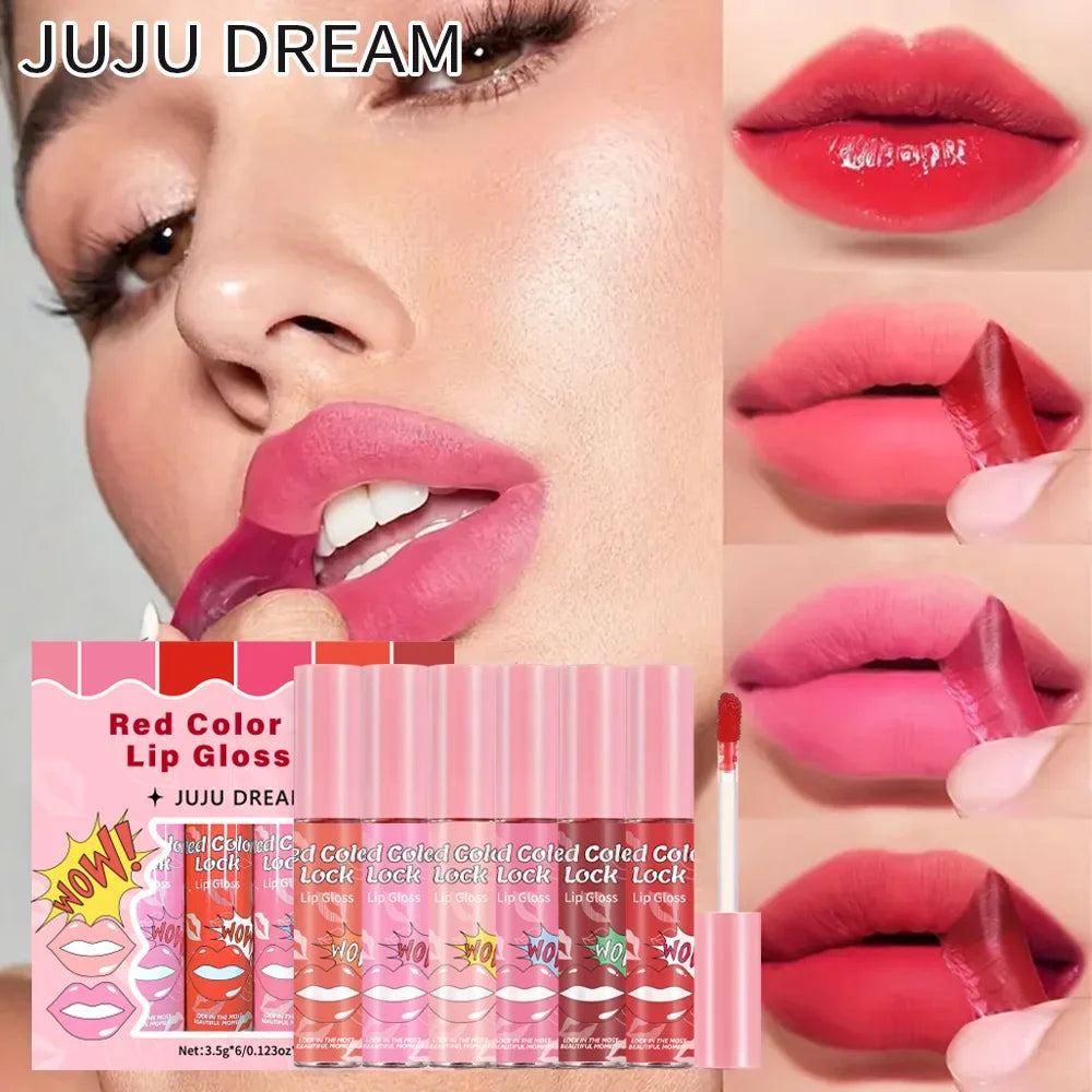 Matte Lip Gloss Set – 6 Silky Shades, Long-Lasting Matte Lip Gloss Set Qme