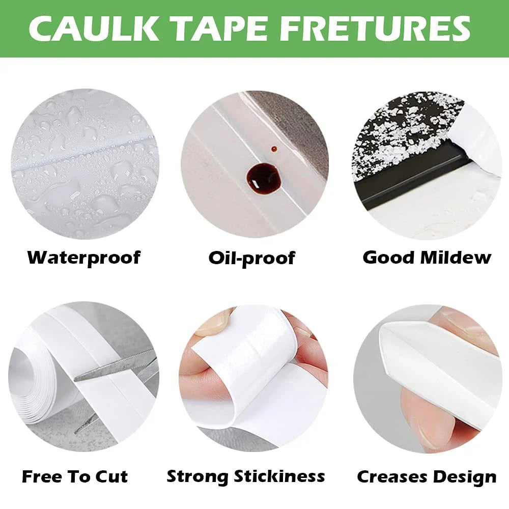 Self-Adhesive Waterproof Caulk Sealing Tape – Kitchen & Bathroom Caulk Sealing Tape Qme