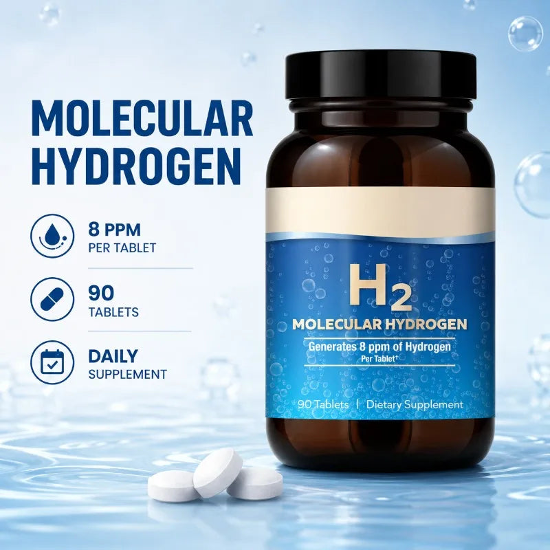 H2 Molecular Hydrogen Tablets with Magnesium 90ct GMO Free Hydrogen Supplement Qst