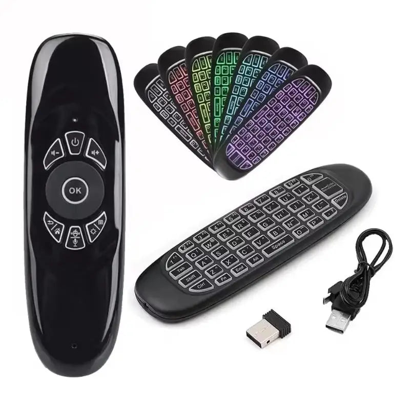 C120 RGB Wireless Air Mouse Keyboard | Gyro Sensor for TV Wireless Air Mouse Keyboard Qme Default Title