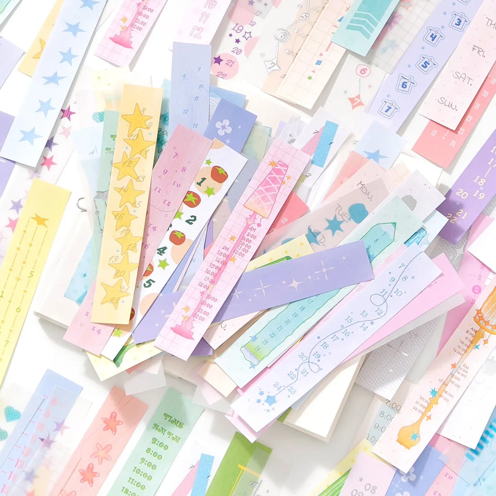 Long Timeline DIY Diary Colored Background Paper Strips | 4 Colors DIY Journal Paper Qme