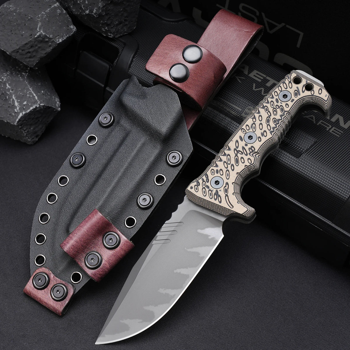 Outdoor Fixed Blade Camping Knife – Portable Steel Multi-Knife Fixed Blade Knife Qst FM023
