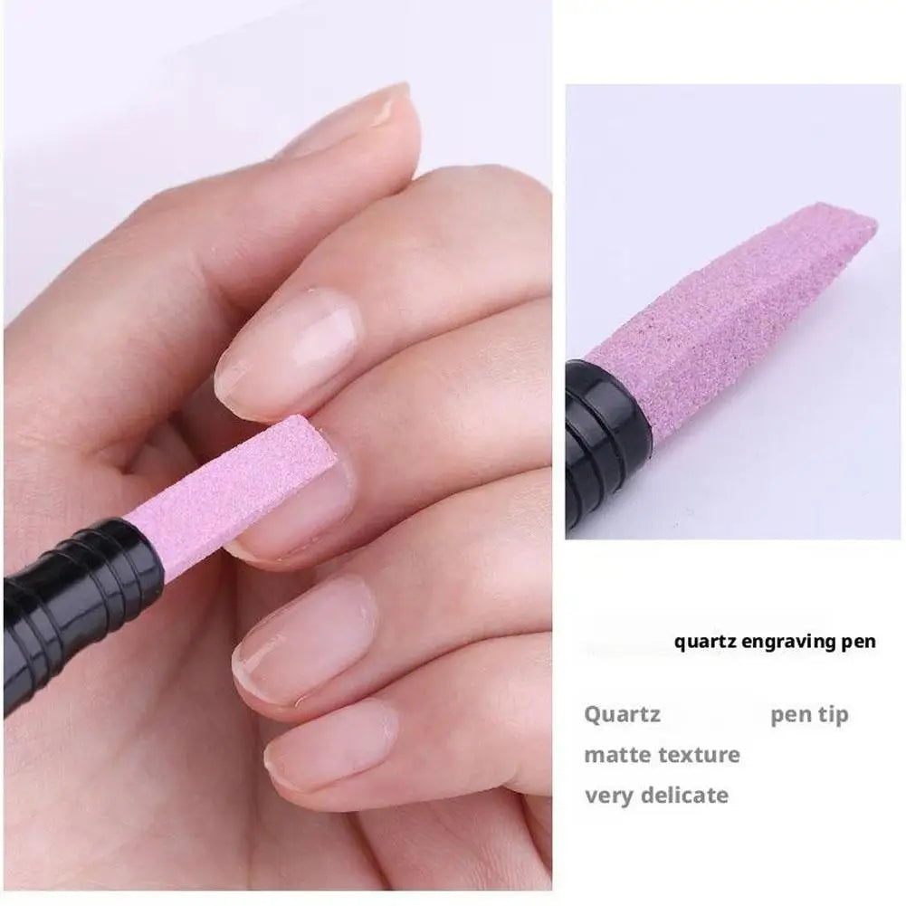 Nail Sanding File Cuticle Stone Pusher & Art Pen Tool | Qme Nail Care Tool Qme