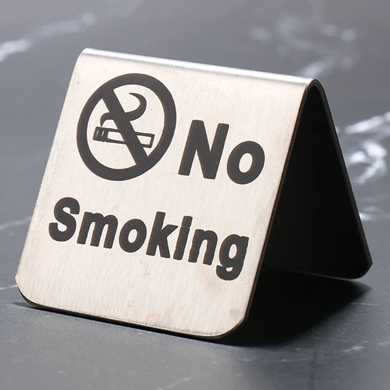 No Smoking Tabletop Sign | Double-Sided Stainless Steel Plaque Tabletop Warning Sign Qme