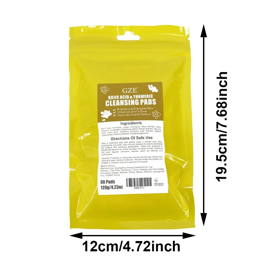 Kojic Acid & Turmeric Exfoliating Cleansing Pads | Brightening Exfoliating Cleansing Pads Qme Cleansing Pads 120g