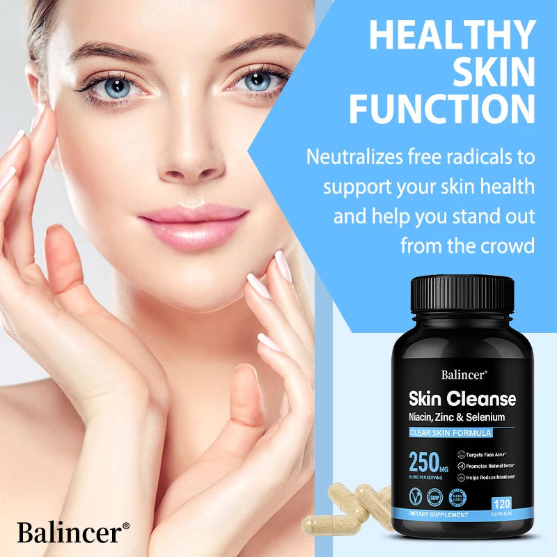 Skin Clearing Supplement – Niacin, Zinc & Selenium Capsules Skin Health Supplement Qst