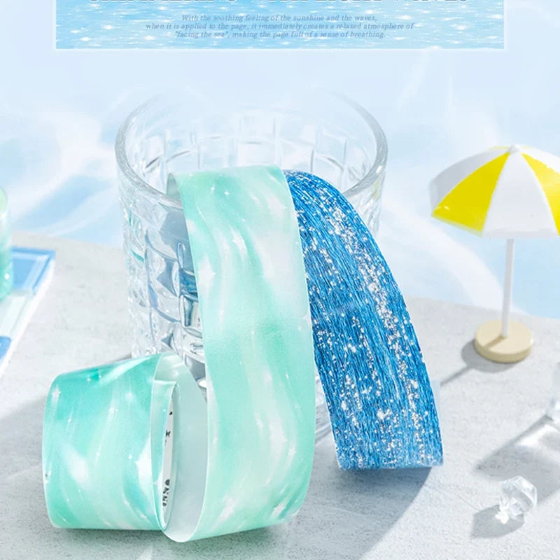 Water Wave Texture Washi Tape – Summer Handmade Scene Decor Decorative Washi Tape Qme
