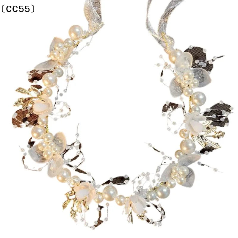 Girls Pearl Flower Wreath Headband | Wedding Hair Hoop Pearl Flower Headband Qst