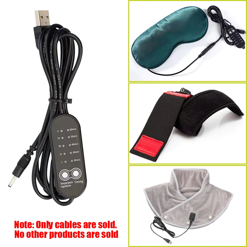 USB Temperature Timing Control Switch Cable for Heating Pads Heating Control Cable Qst