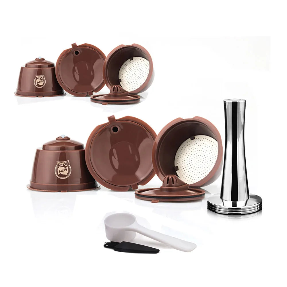 Refillable Coffee Capsules Pods for Dolce Gusto + Tamper Coffee Pod Capsules Qst 6Pcs 1 Tamper