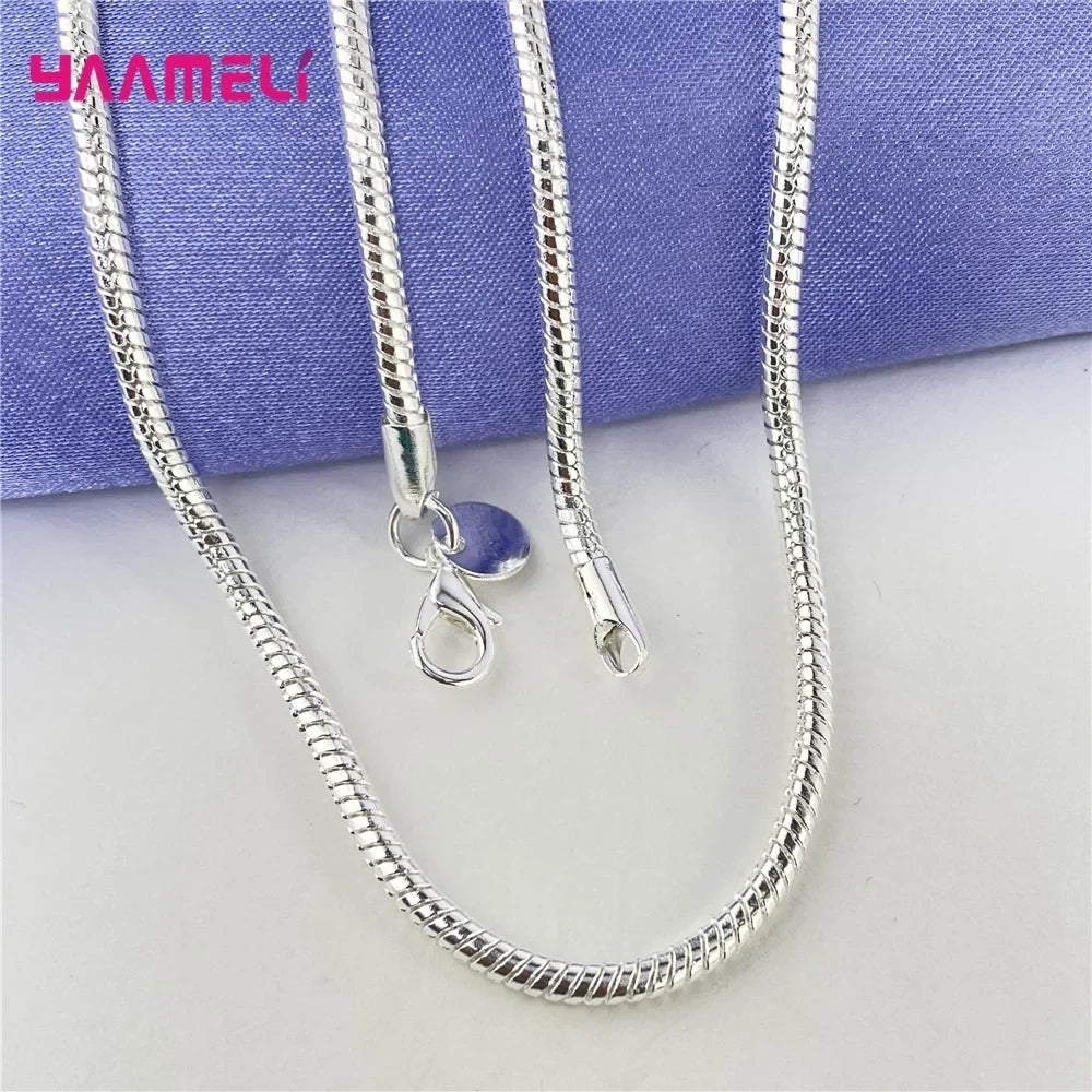 925 Sterling Silver Snake Chain Necklace & Bracelet Set Silver Jewelry Set Qme