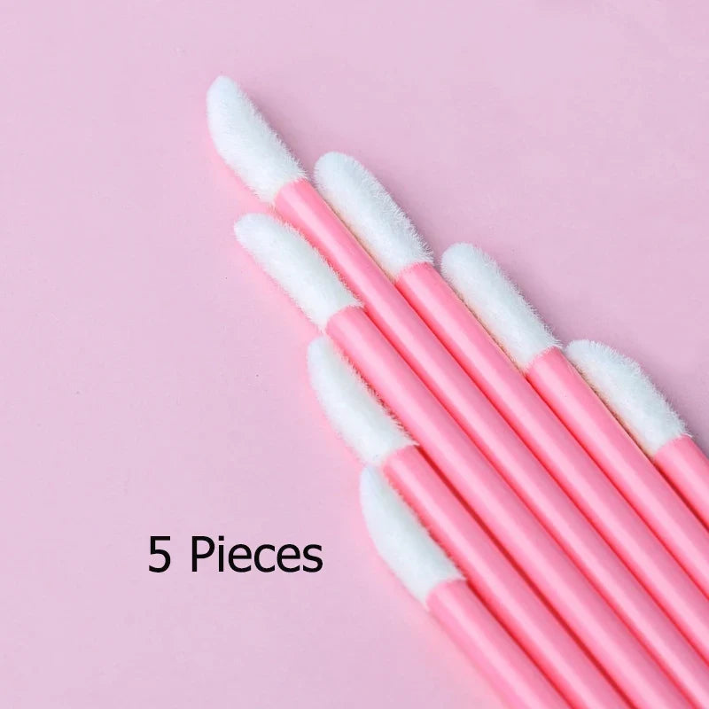 Disposable Lip Brushes – Lipstick & Gloss Wand Applicators Disposable Lip Brush Qme 5Pcs Pink