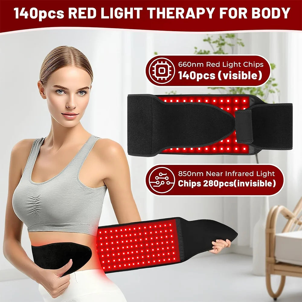 140 LED Red Light Therapy Belt 660nm 850nm – Infrared Body Wrap Red Light Therapy Belt Qst