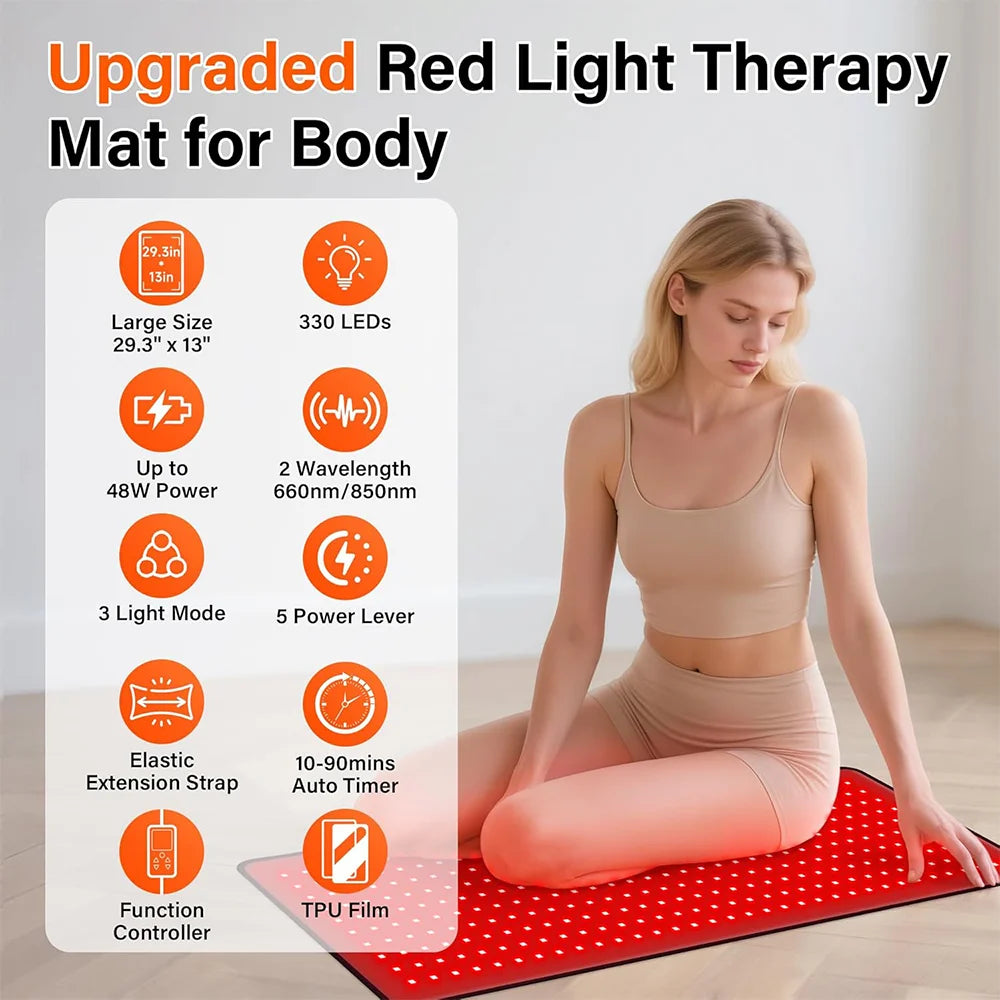 330-LED Red Light Therapy Mat 660nm 850nm Infrared Body Pad Red Light Therapy Mat Qst