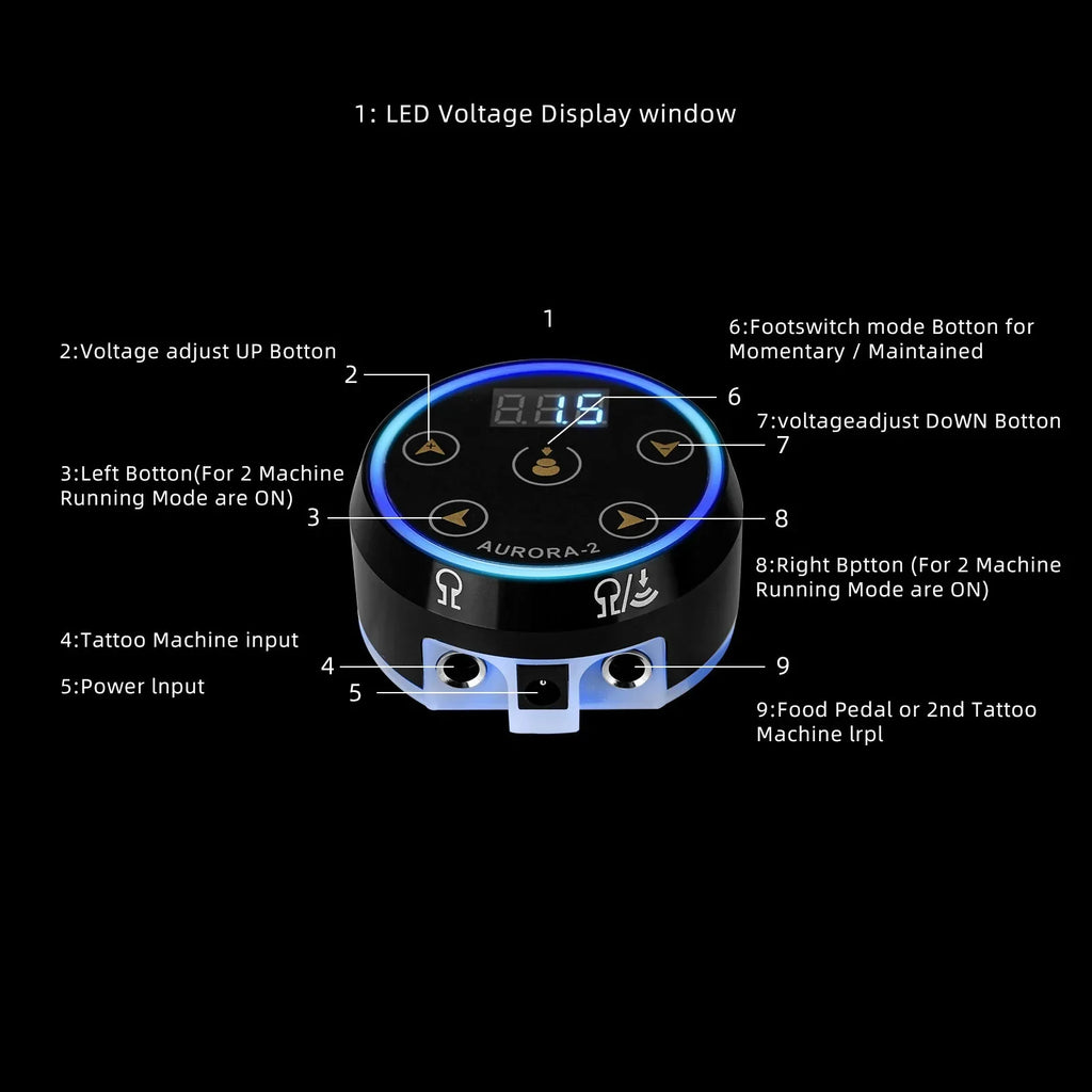 Mini AURORA LCD Touch Pad Tattoo Power Supply | Qme Tattoo Power Supply Qme