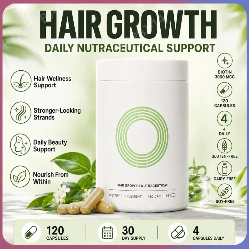 Herbal Biotin Hair Nutrition Capsules – Botanical Blend Supplement Hair Growth Supplement Qst