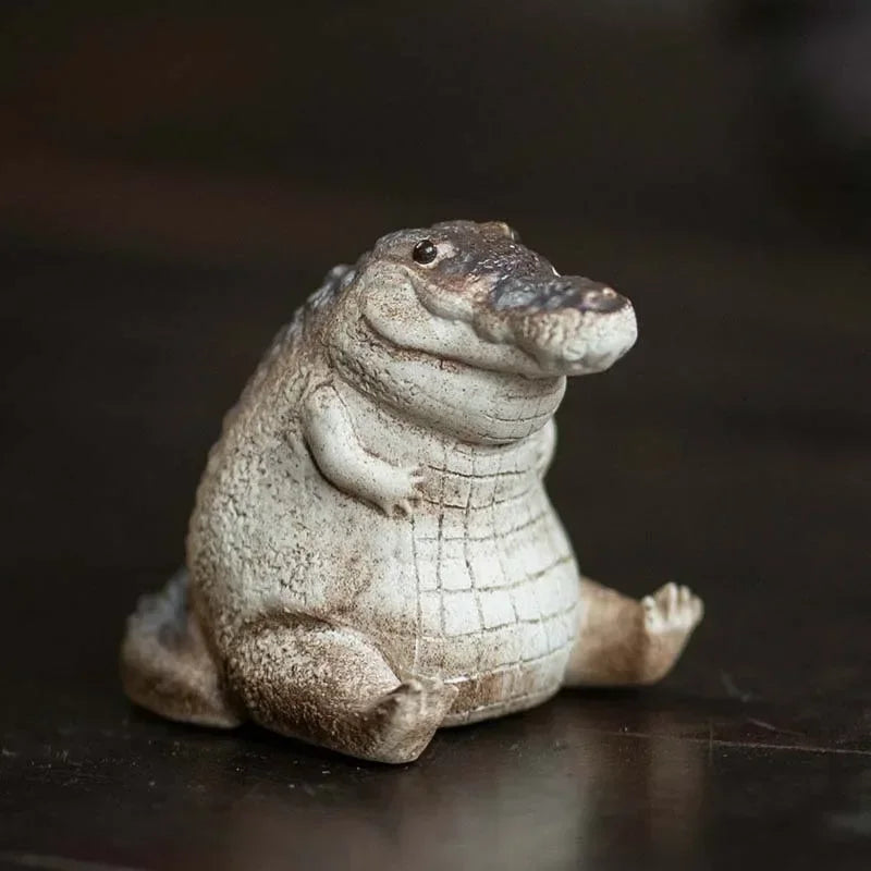 Mini Crocodile Tea Pet Ornament | Handmade Resin Teapot Decor Tea Pet Ornament Qme