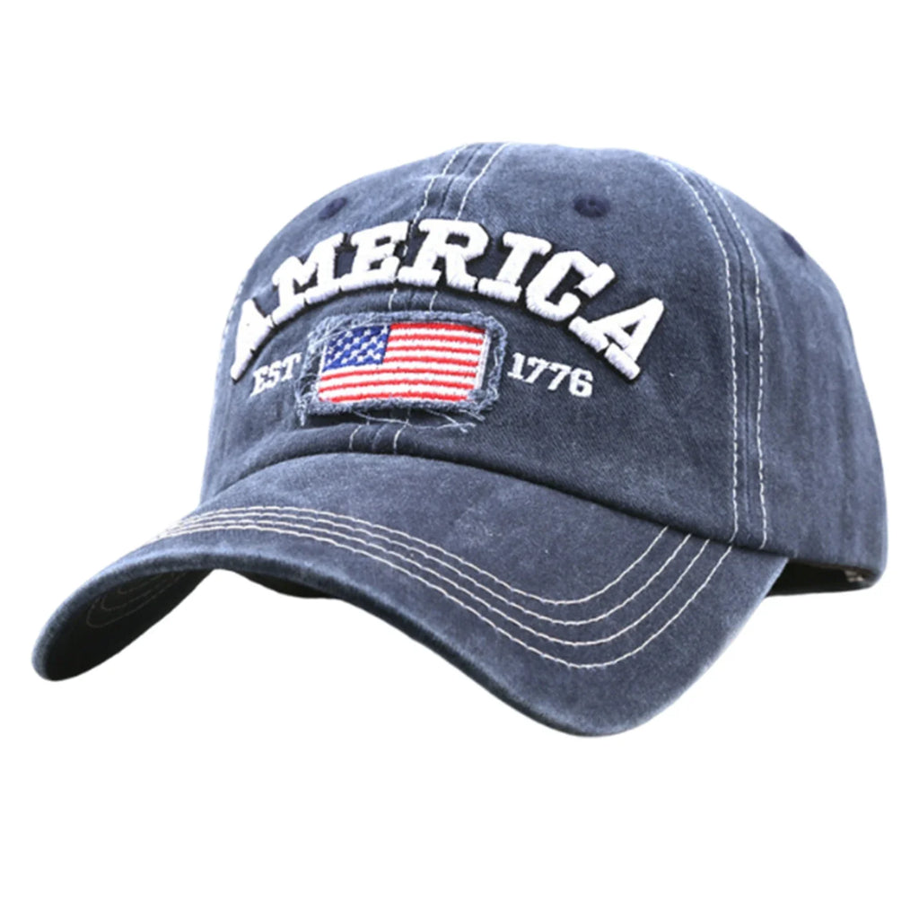 Embroidered American Flag Baseball Cap – Unisex Patriotic Hat Patriotic Baseball Cap Qme Navy One Size