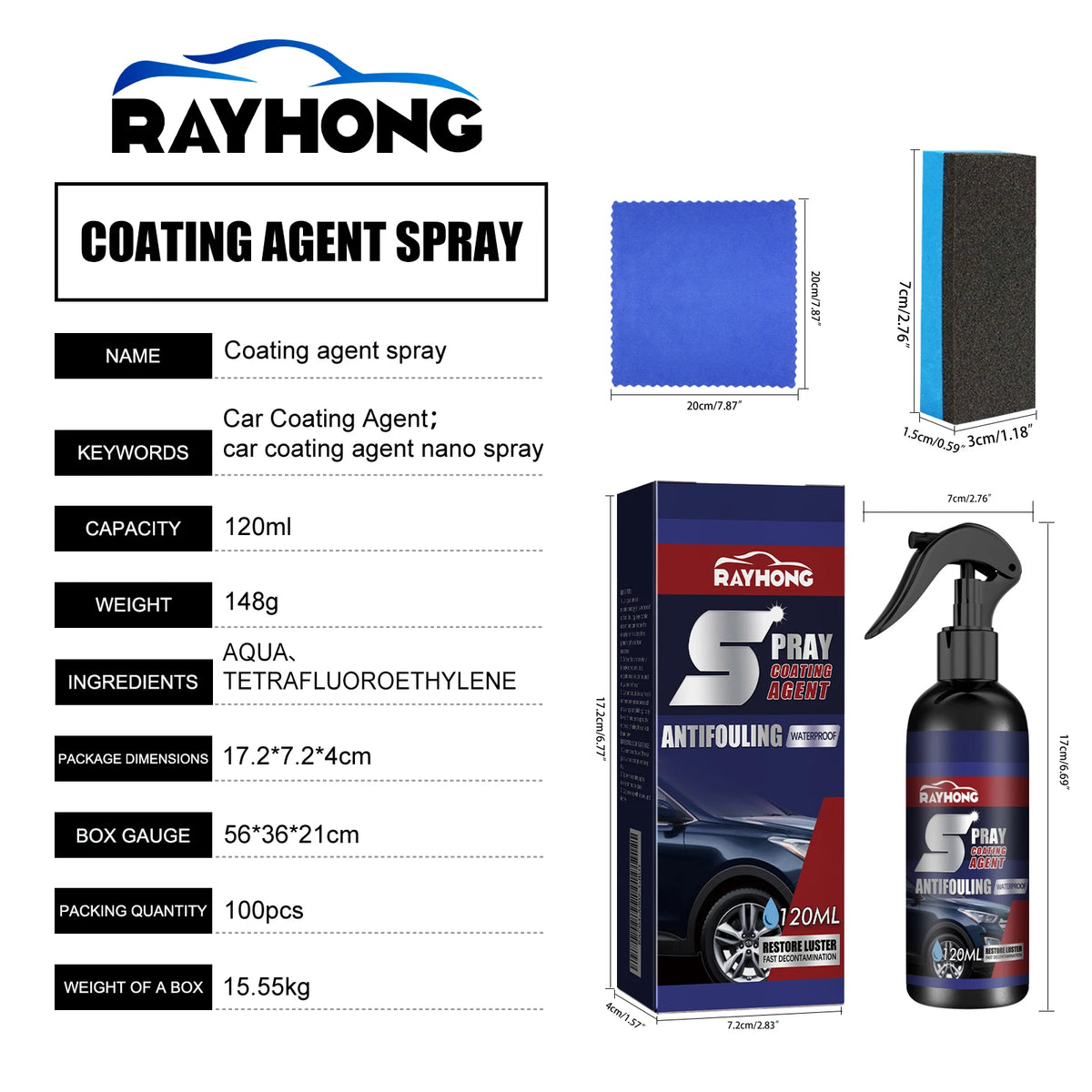Rayhong Nano Car Coating Spray – Paint Curing & Deep Gloss Car Coating Spray Qst
