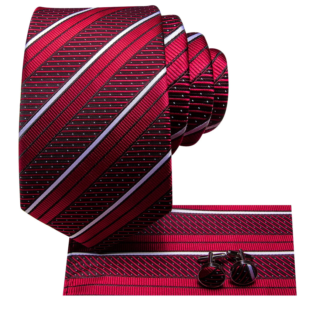 Men's Striped Silk Necktie & Pocket Square Set | Hi-Tie Necktie & Pocket Square Set Qme