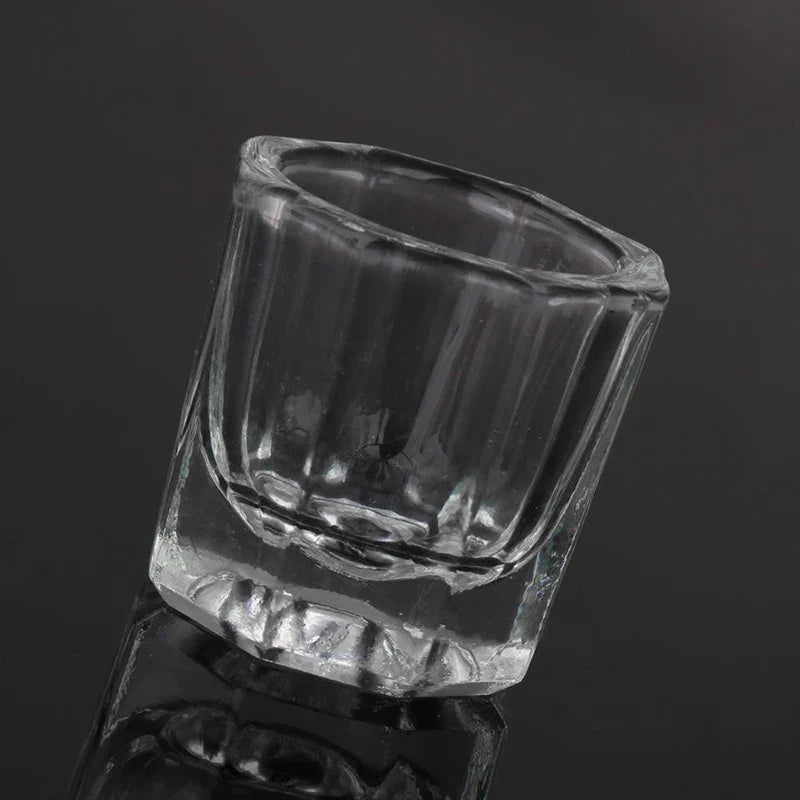 Crystal Glass Dappen Dish – Acrylic Nail Mixing Cup with Lid Nail Dappen Dish Qme 1pc China