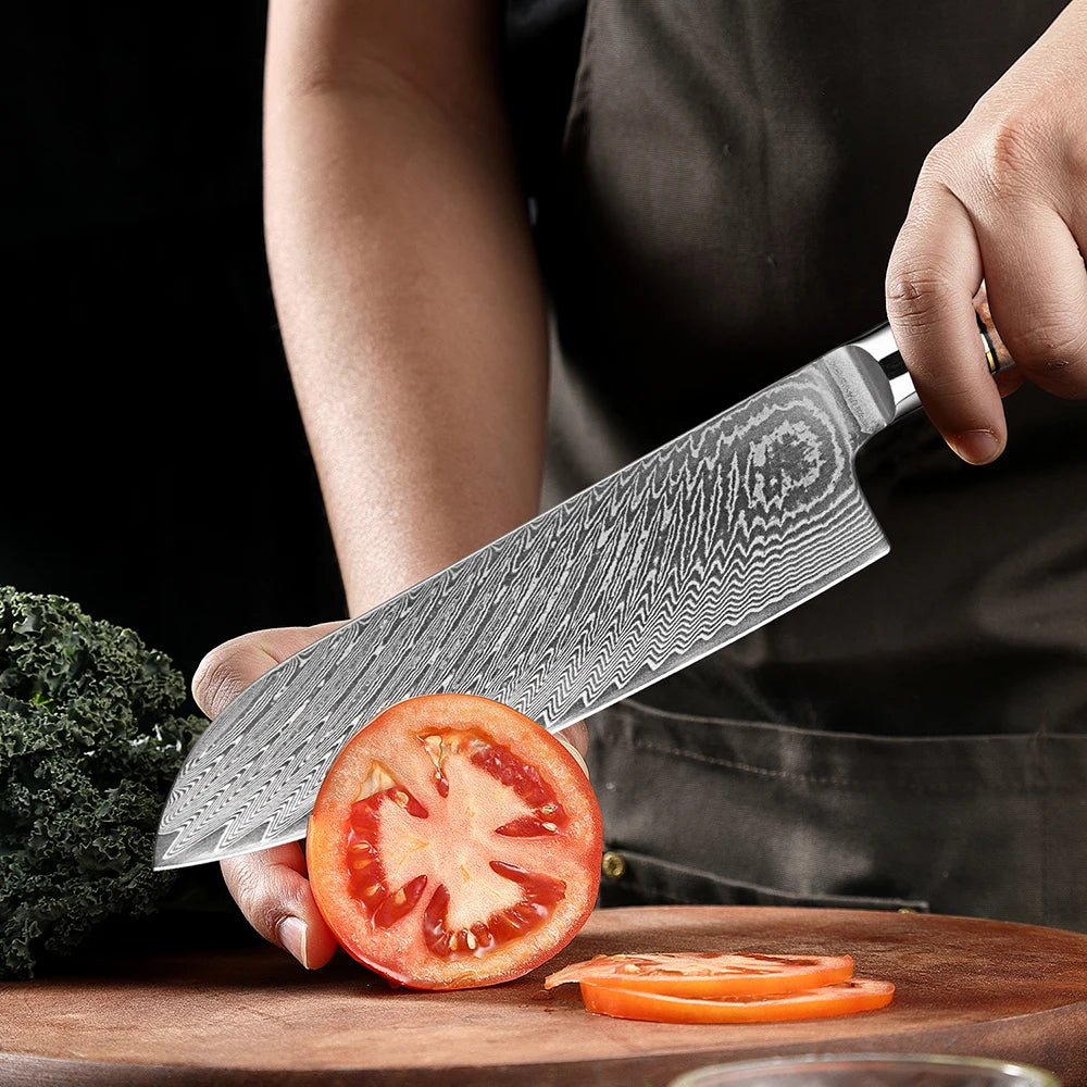 XITUO Damascus Steel Santoku Knife – Sharp Japanese Chef Knife Santoku Chef Knife Qst