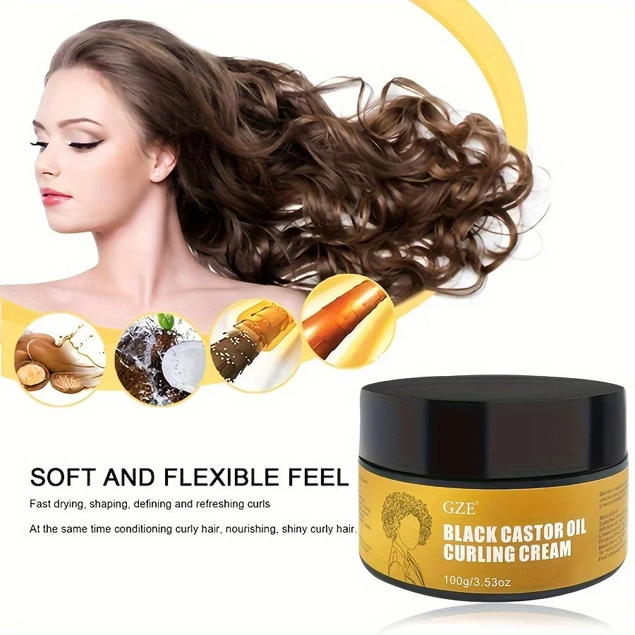GZE Black Castor Oil Curl Defining Cream – Hydrates & Fights Frizz Curl Defining Cream Qme