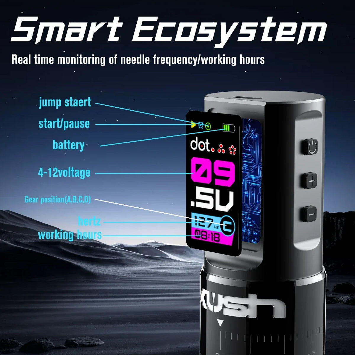 YRYTAT KUSH Wireless Tattoo Pen Machine | 7 Stroke 1800mAh Wireless Tattoo Machine Qme