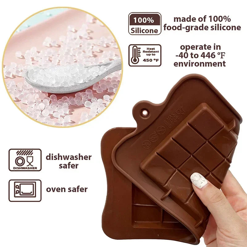 Silicone Chocolate Bar Mold – BPA-Free Fondant & Candy Mould Silicone Candy Mold Qme
