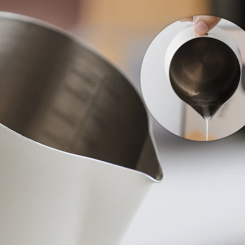 Bincoo Round Spout Milk Pitcher with Temp Display | Latte Art Jug Milk Frothing Pitcher Qst