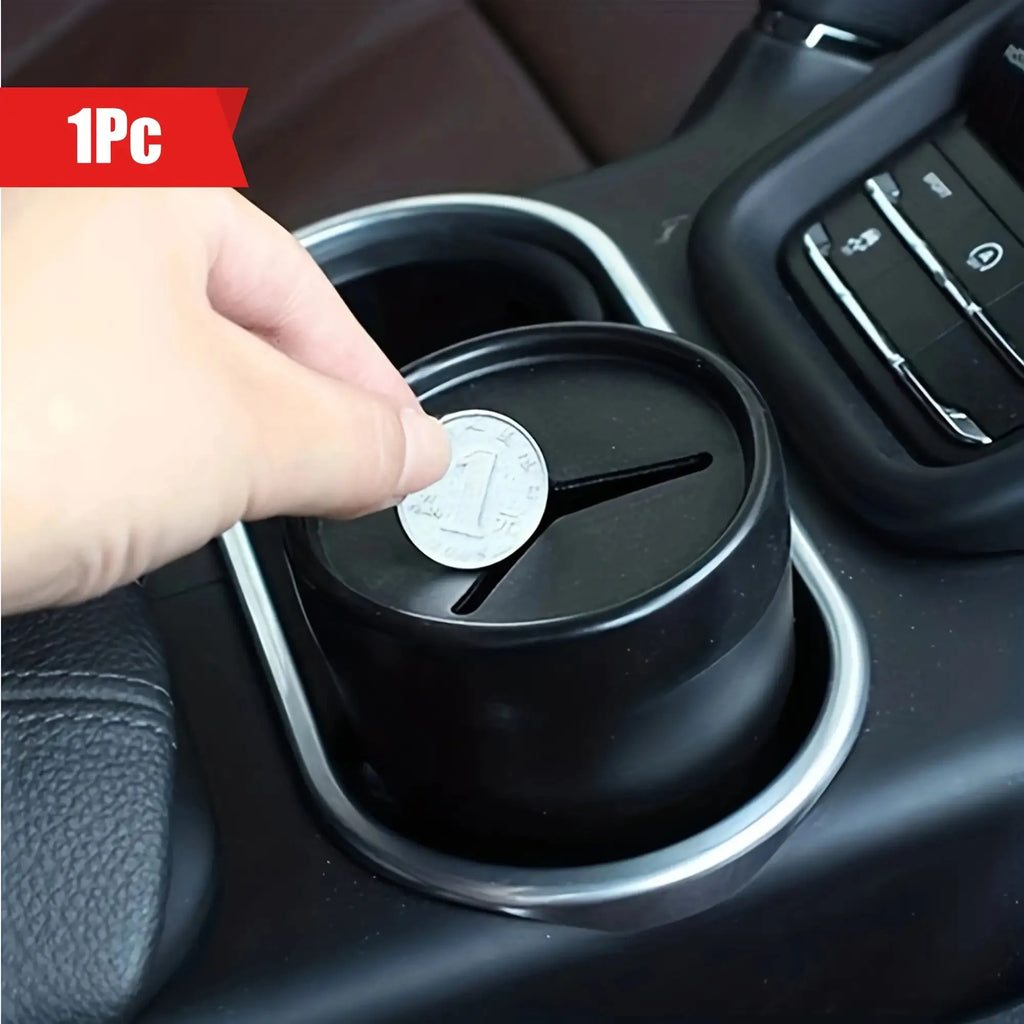 Car Storage Box with Lid & Cup Holder | Lightweight Trash Bin Car Storage Organizer Qme