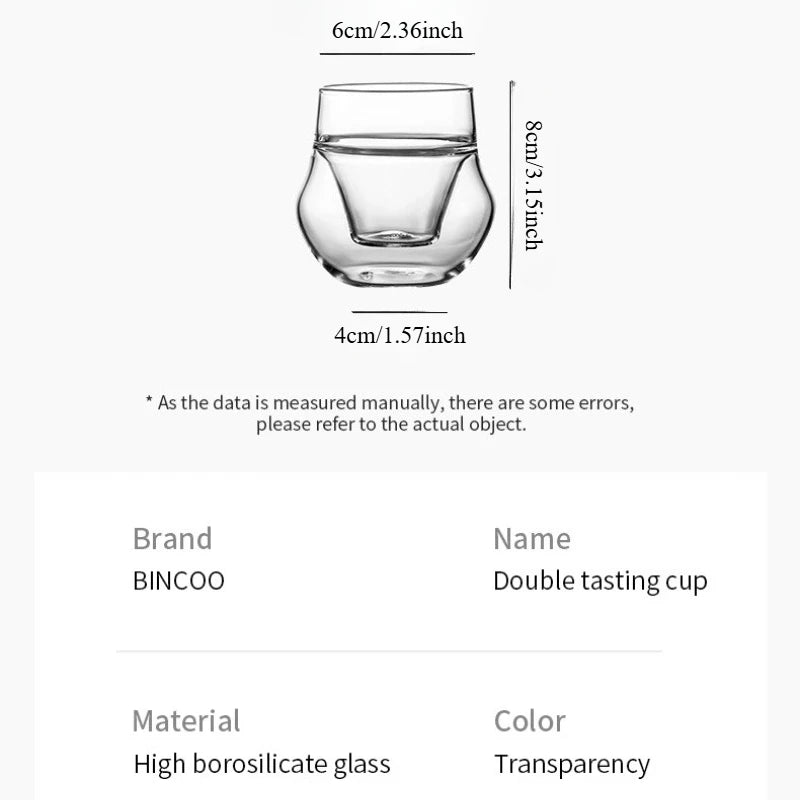 Bincoo 110ml Double Wall Insulated Glass Espresso Cup Glass Coffee Cup Qst