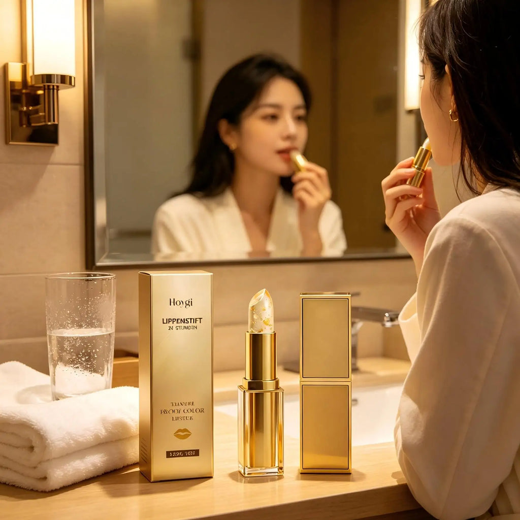 Hoygi Color Changing Lip Balm – Gold Shimmer & Hyaluronic Acid Tinted Lip Balm Qst