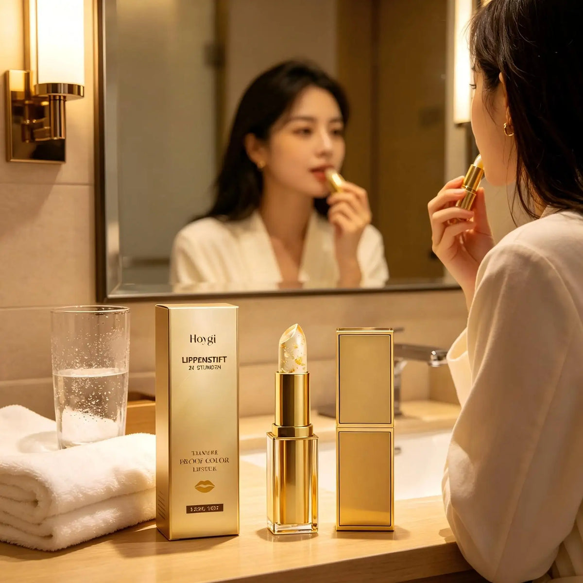 Hoygi Color Changing Lip Balm – Gold Shimmer & Hyaluronic Acid Tinted Lip Balm Qst