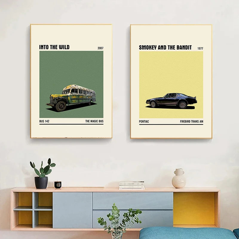 Ghostbusters Minimalist Canvas Print | Colorful Car Movie Poster Canvas Wall Art Qst