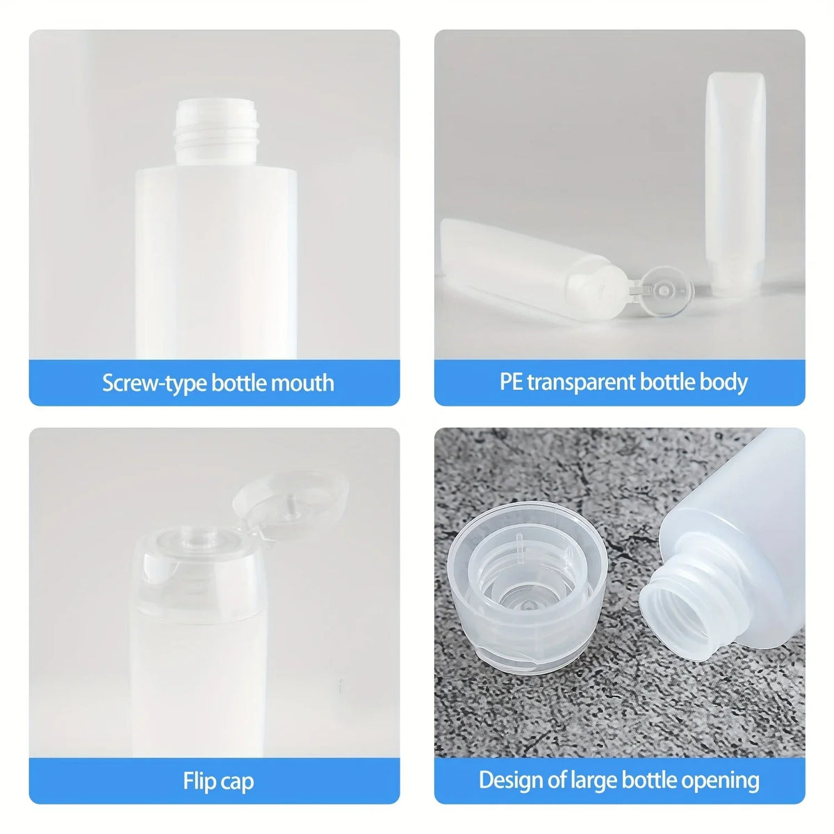 30-Pack Refillable Travel Squeeze Tube Bottles 30ml & 50ml Travel Tube Bottles Qme
