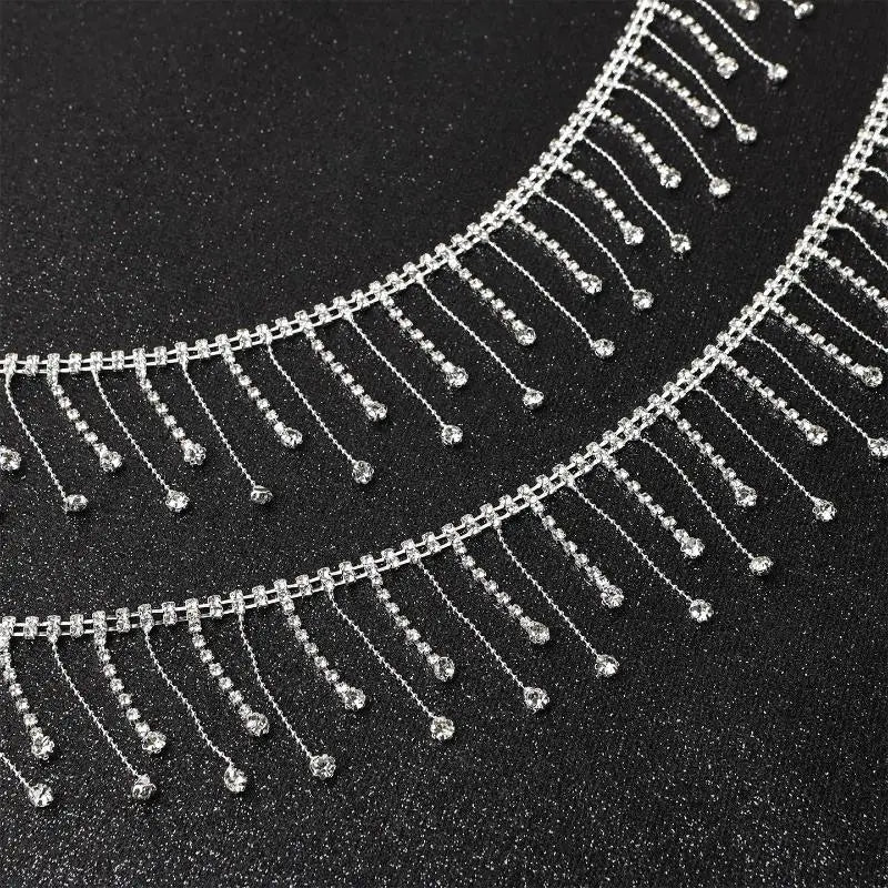 Rhinestone Fringe Trim Crystal Tassel Chain – DIY Sewing Rhinestone Fringe Trim Qst N
