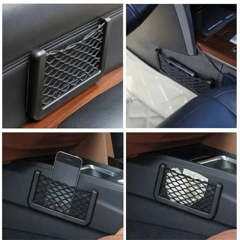 Car Seat Side Mesh Storage Bag & Phone Pocket Organizer Car Seat Organizer Qme