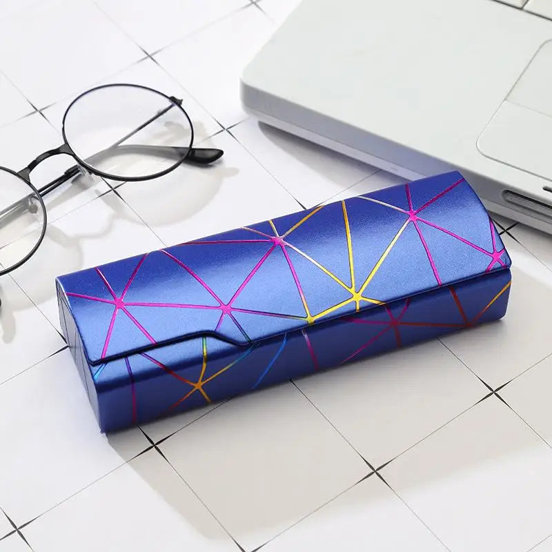 Geometric Hard Eyeglasses Case – PU Leather Spectacle Box Eyeglasses Case Qst A5