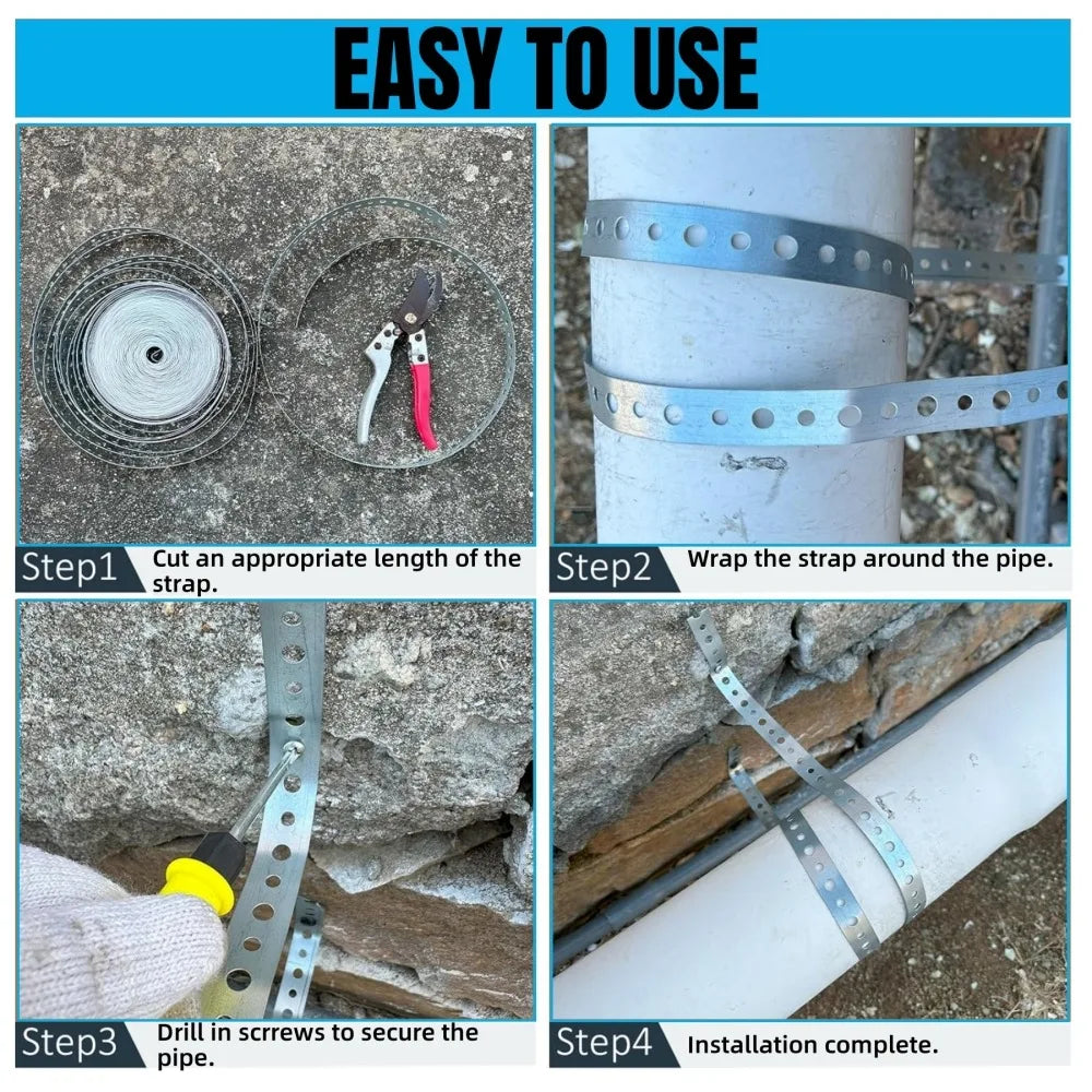 Galvanized Metal Pipe Straps – Bendable Porous Hanger Fixing Pipe Hanger Strap Qme